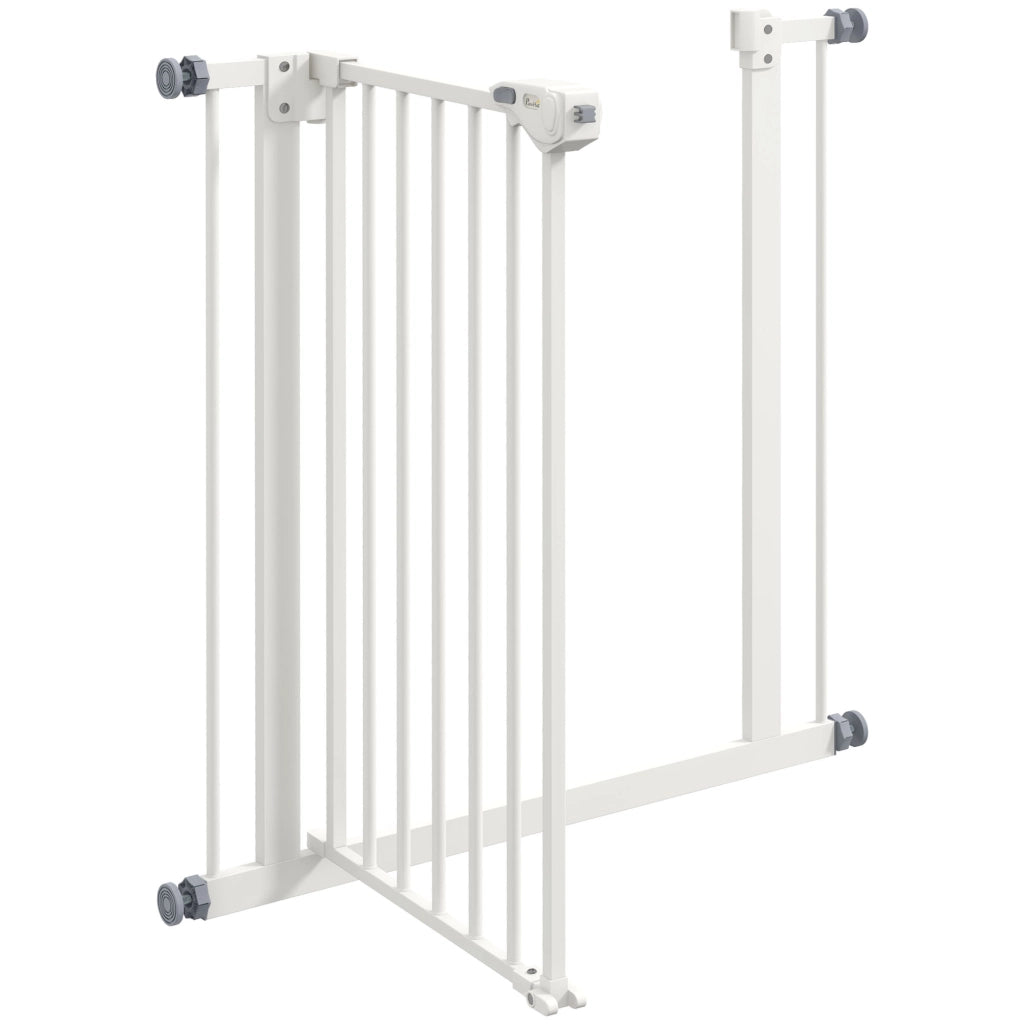 Barriera estensibile a forbice con chiusura automatica e doppia serratura in ferro bianco per porte 68 × 77 cm