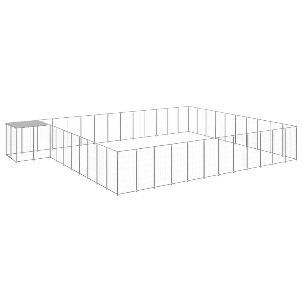 Recinto per animali da esterno per cani in acciaio color argento 37,51 m² 02_0000274
