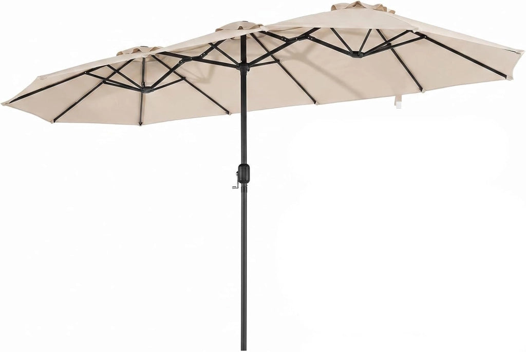 Ombrellone da giardino 4 x 2 m, ombrellone doppio con 12 aste e manovella, parasole rettangolare con protezione solare, per balcone, terrazza, piscina, senza base