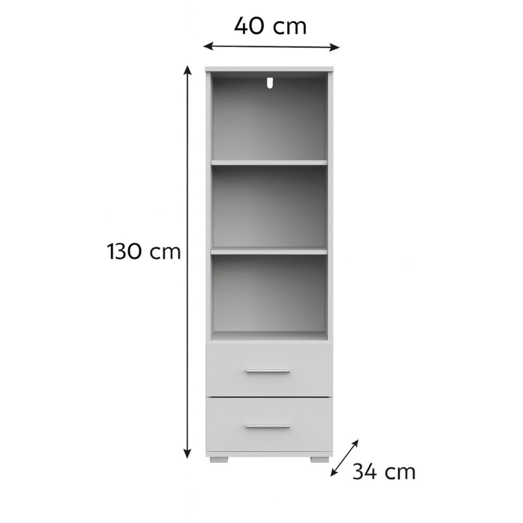 Libreria FAUSKE - 2 Cassetti - Bianco - Larghezza 40 cm, Altezza 130 cm, Profondit? 34 cm