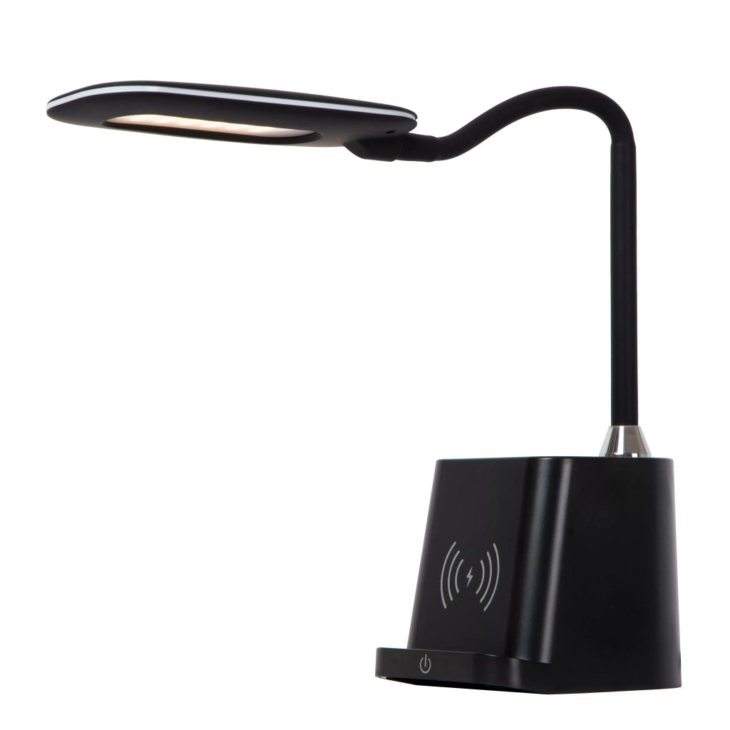 Lampada scrivania Qi portapenne nera LED 4,7W Lucide