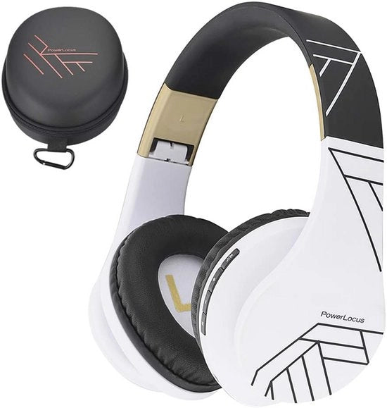 Cuffie Bluetooth Over-Ear con Microfono, Slot per Micro SD e Radio FM - Inclinabili, Comode e Adatti per Smartphone, Tablet e Laptop (Nero/Bianco)