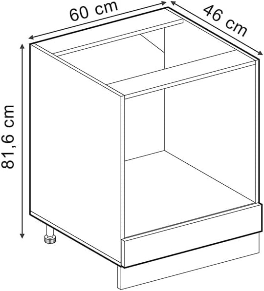 Mobile per forno da incasso R-Line, Nero lucido, 60 cm senza piano di lavoro, per la libera combinazione all'interno di sistemi cucina modulari