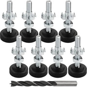 Supporti di regolazione per mobili 8 pezzi M8 x 50 mm - Supporti mobili regolabili - Materiale: plastica/ferro - Pieghe di gomma - Altezza regolabile - Protegge il pavimento