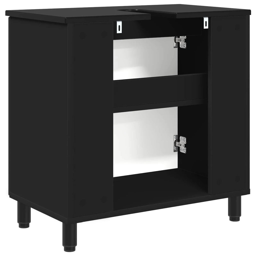 Mobiletto da bagno Nero 60 x 35 x 60 cm Legno ingegnerizzato