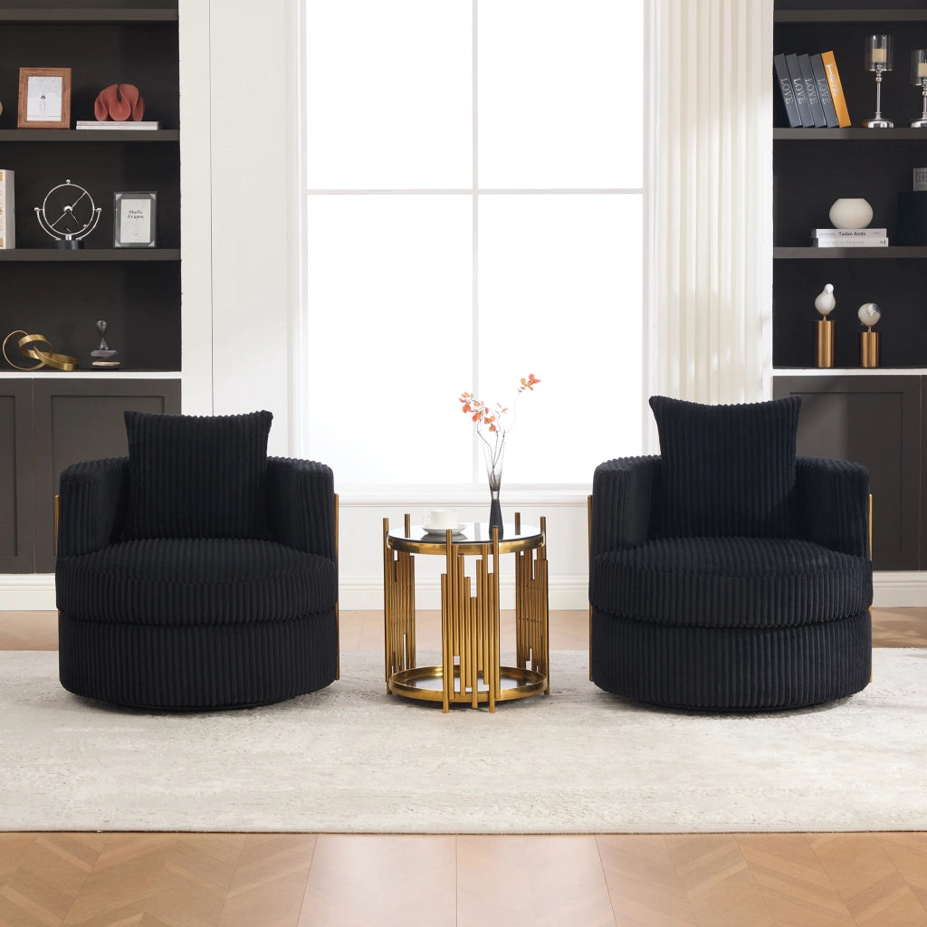 POLTRONA girevole 360° con vano contenitore 76x79x78 cm in velluto a coste nero