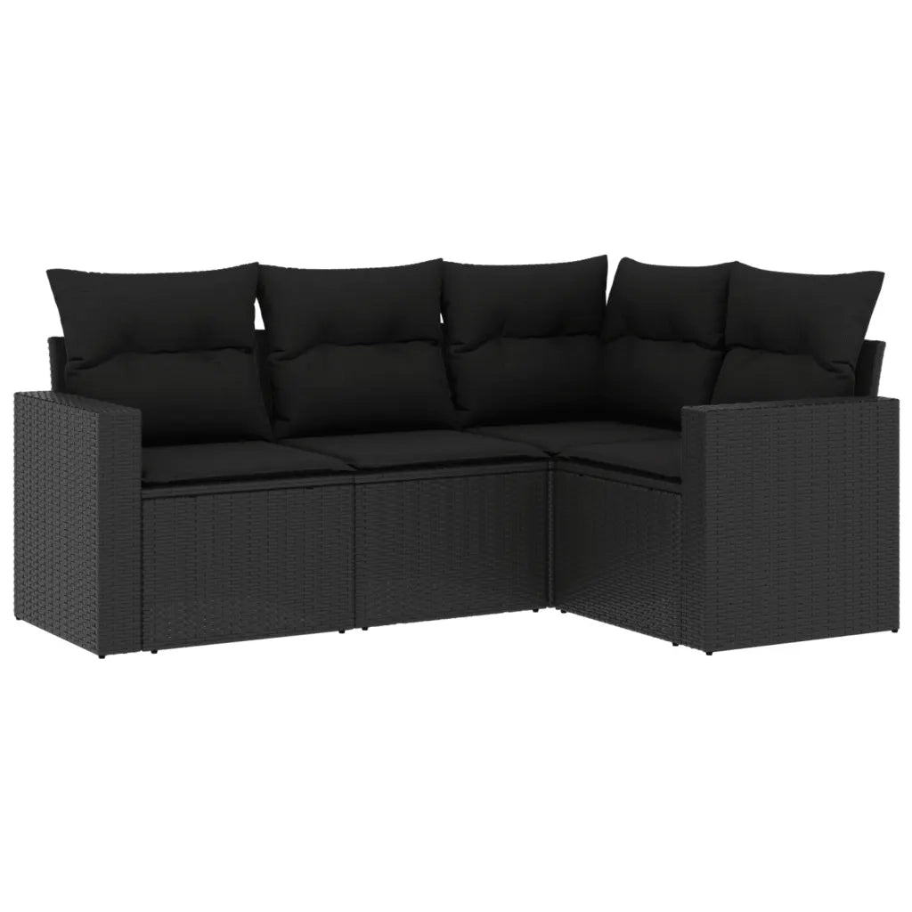 Set Divani da Giardino 4 pz con Cuscini Nero in Polyrattancod mxl 114181