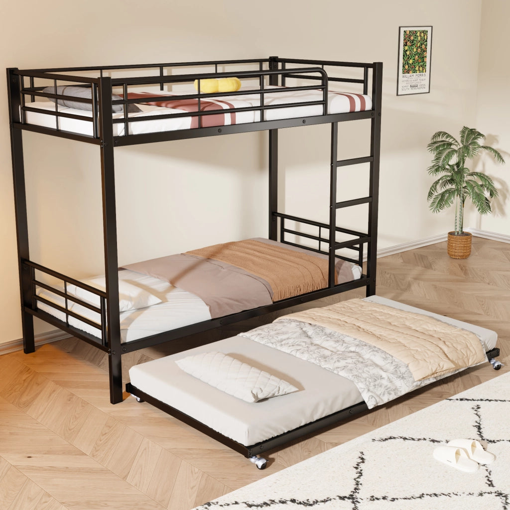 LETTO a castello con letto estraibile 90x200/90x190 cm metallo nero