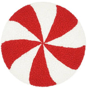 Cuscino a forma di pallina tridimensionale con tema dolciario, decorazione creativa per Natale.
