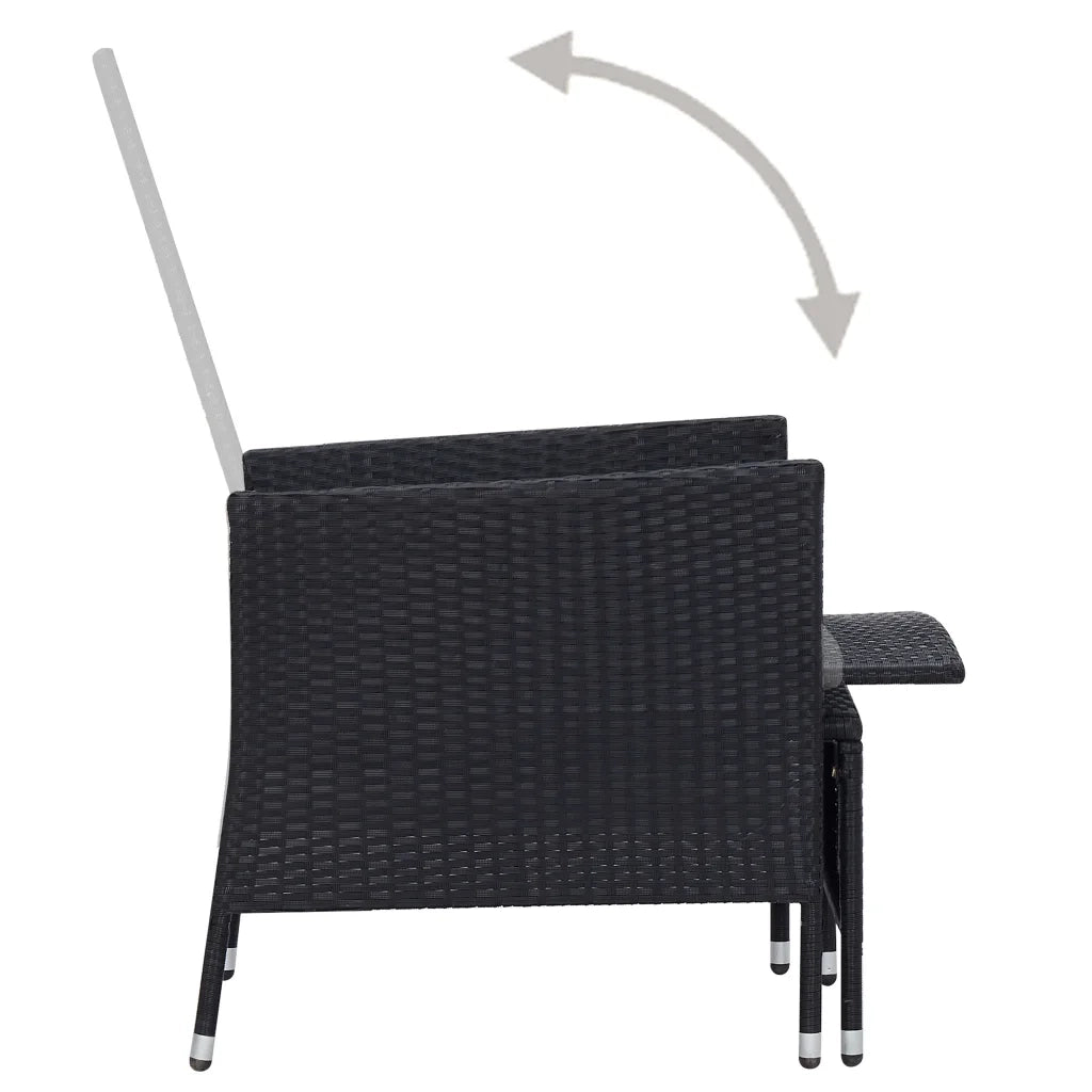 Set Divani da Giardino 2 pz | Set Salotto da Giardino con Cuscini in Polyrattan Nero
