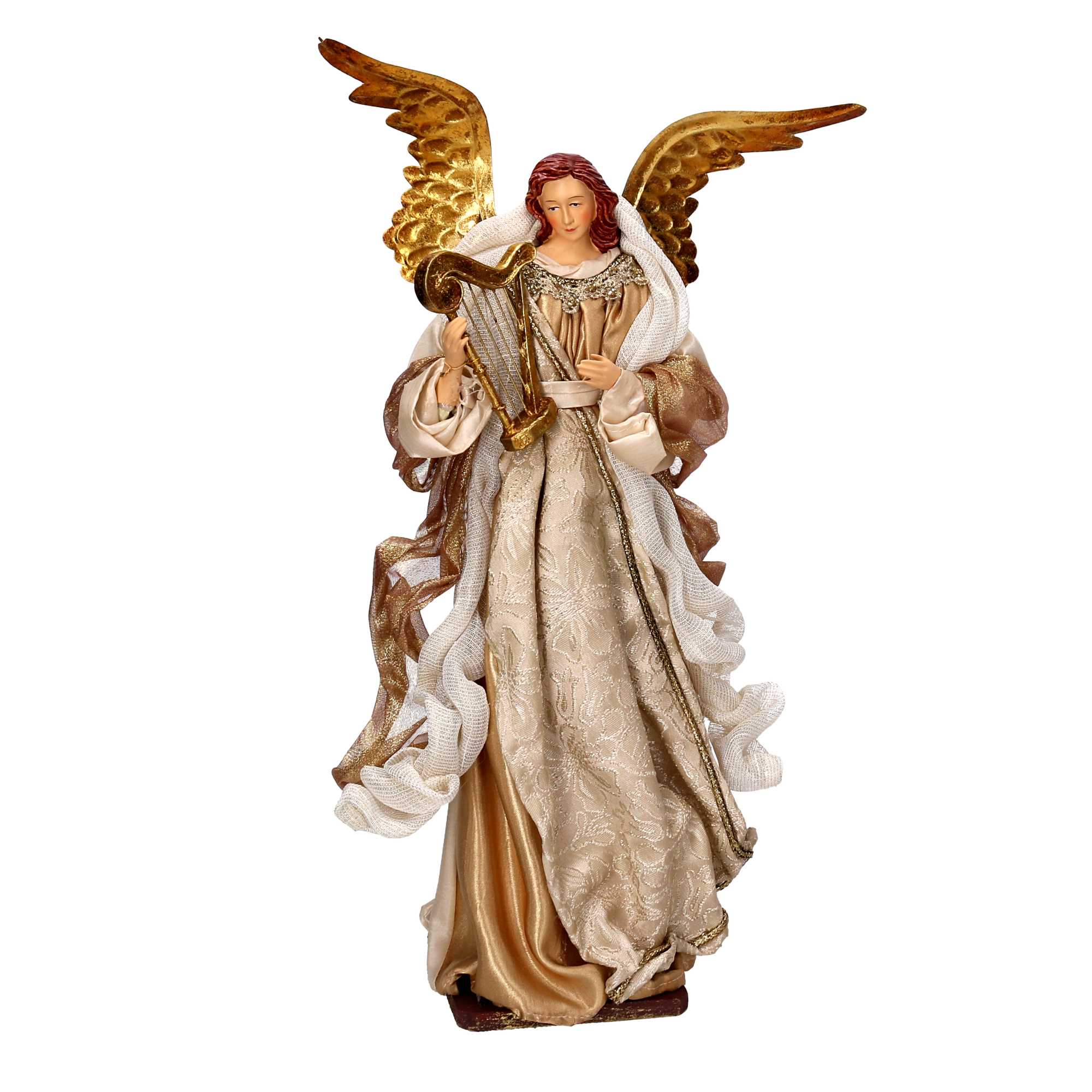 Angelo tessuto beige e oro con arpa cm xh35,5