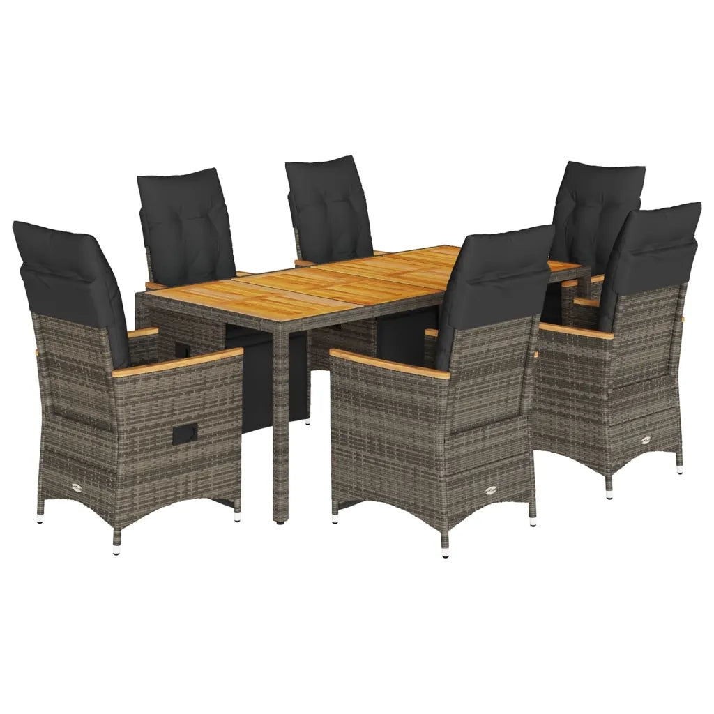Set Bistrò da Giardino 7 pz con Cuscini in Polyrattan Grigio 3276971