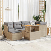Set Divani da Giardino 7 pz con Cuscini Beige in Polyrattan 3326950