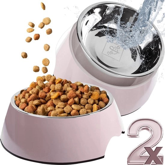 Set di ciotole per alimenti per cani da 2 pezzi per cuccioli e cani di taglia media [dimensione M / 350 ml] Ciotola antiscivolo per alimenti per cani | Ciotola per alimenti per gatti | Ciotola per alimenti per cani (M, Mallow)