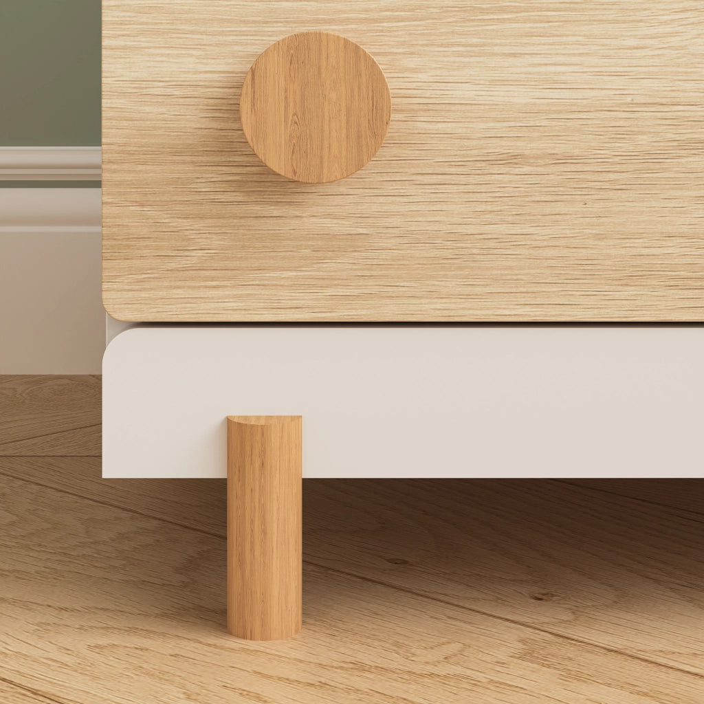Cassettiera Vaarentaa per Cameretta con 3 Cassetti e 2 Vani Aperti 79x41x66 cm - Bianco/Effetto Rovere [en.casa]
