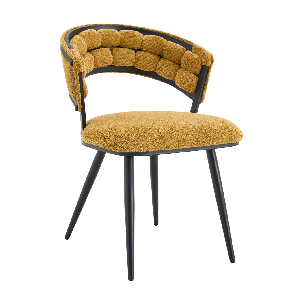 SEDIA da pranzo Set da 2 pezzi in velluto giallo e metallo nero