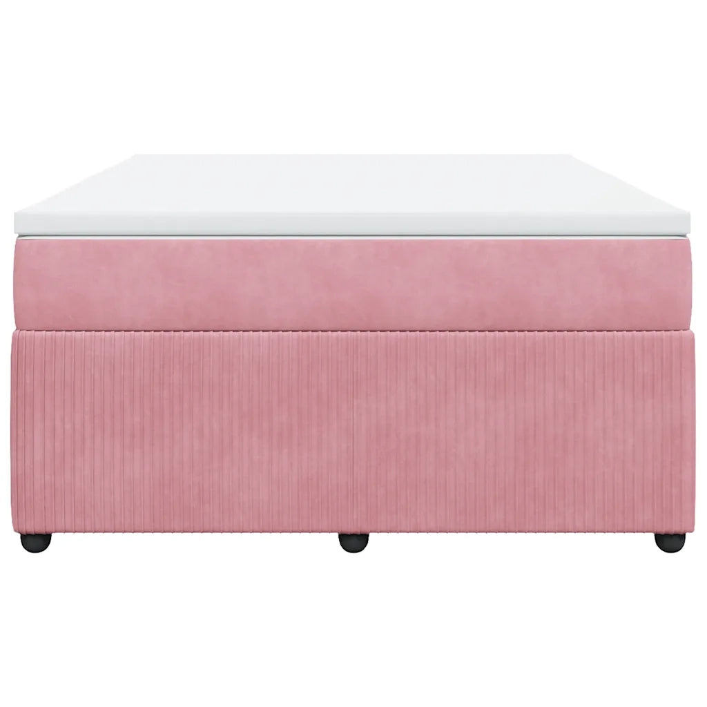 Giroletto a Molle con Materasso Rosa 140x200 cm in Velluto