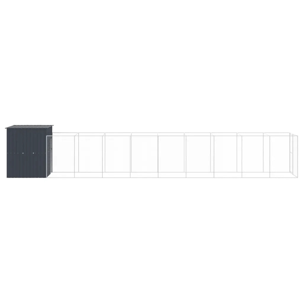 Casetta Cani con Corsa Antracite 165x1067x181cm Acciaio Zincato 3189102