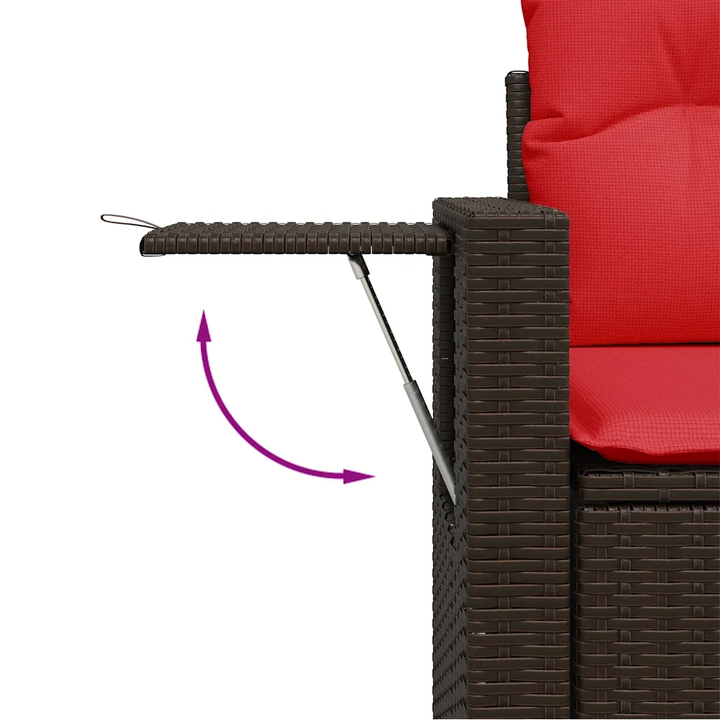 Divano da giardino con cuscini a 2 posti marrone in polyrattan