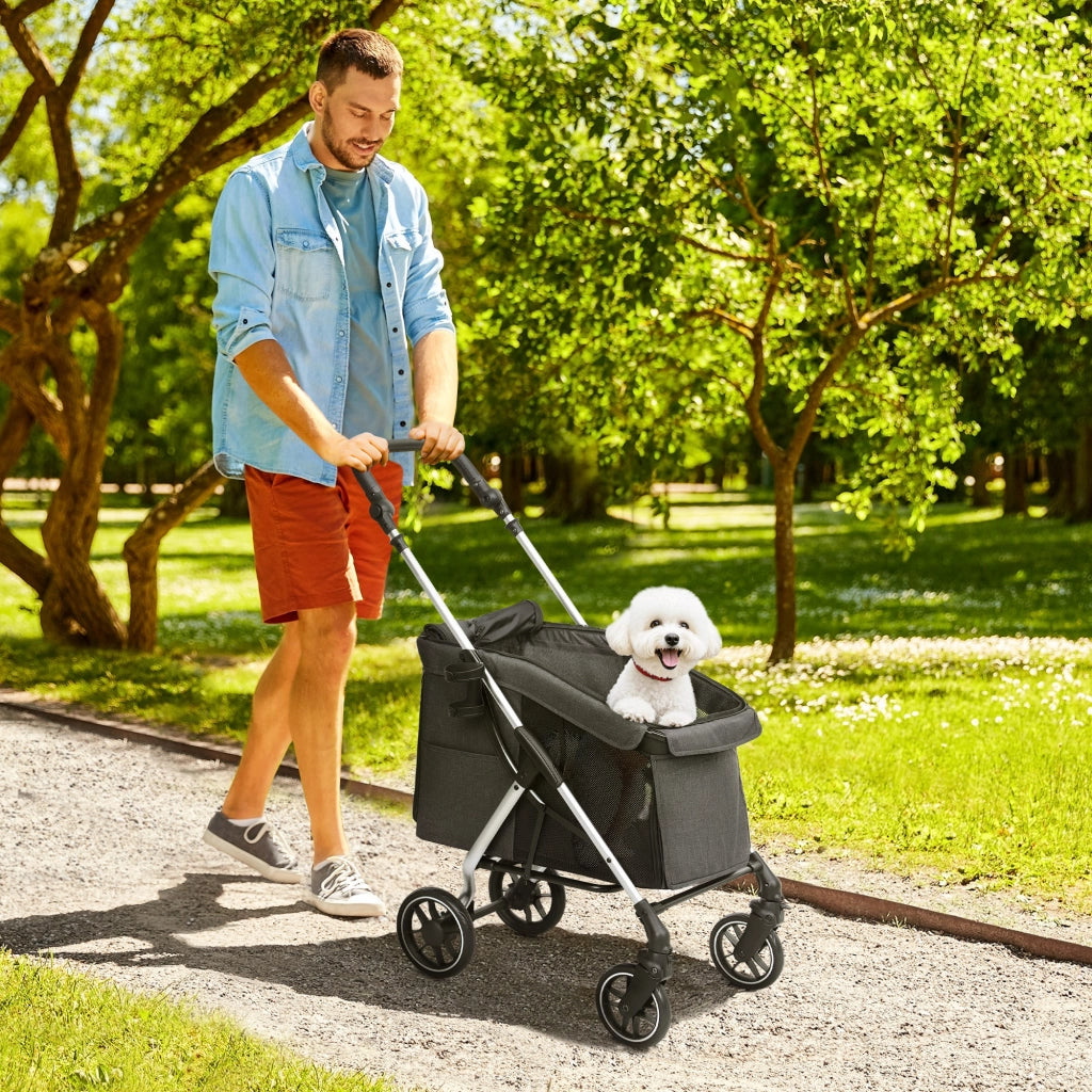 Carrello per cani ¨C zephmum ¨C 4 ruote pieghevole cuscino lavabile grigio