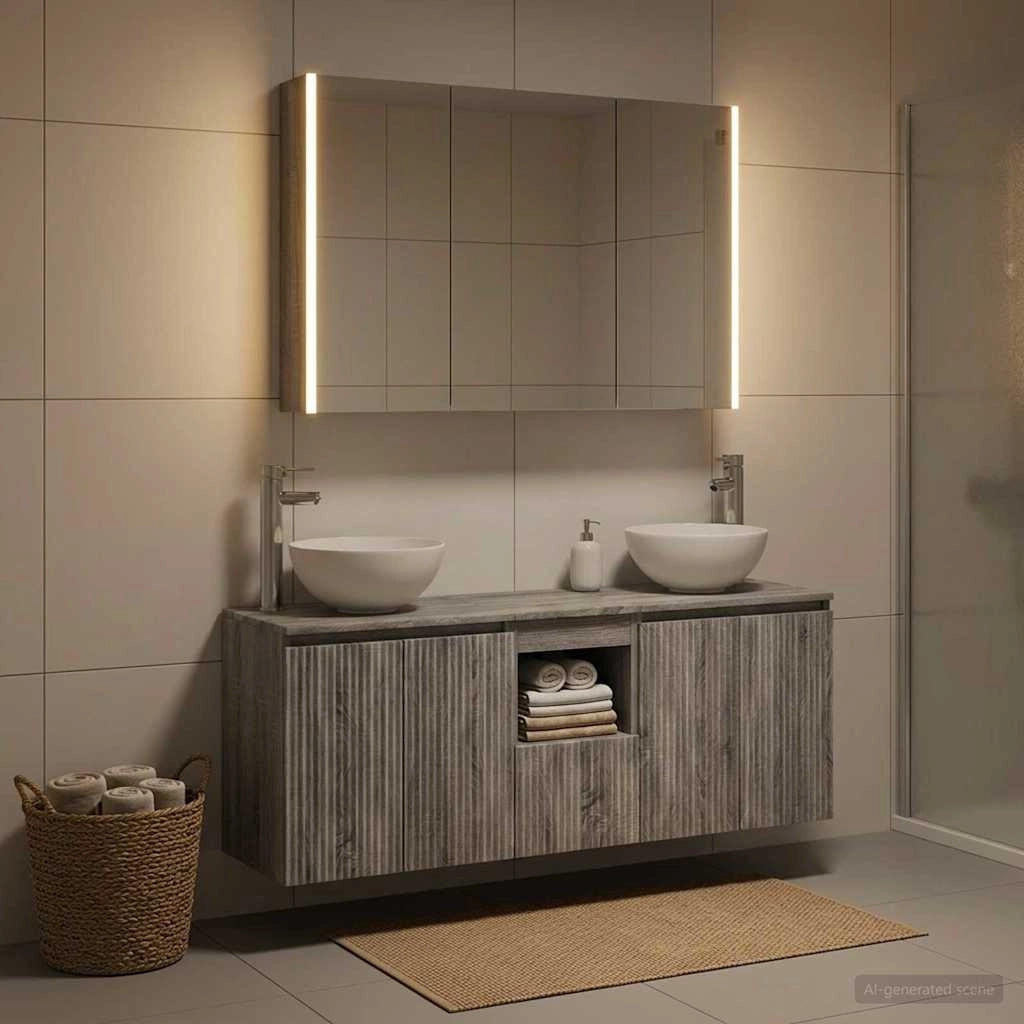 Set di Armadi da Bagno 4 pz Sonoma grigio Legno ingegnerizzato 3406348
