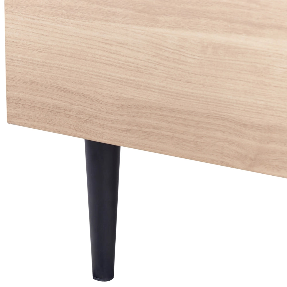 Telaio del letto in tessuto bianco e beige UE Dimensioni 140 x 200 cm Testiera imbottita Telaio in MDF Gambe in metallo Base a doghe in legno Camera da letto in stile moderno