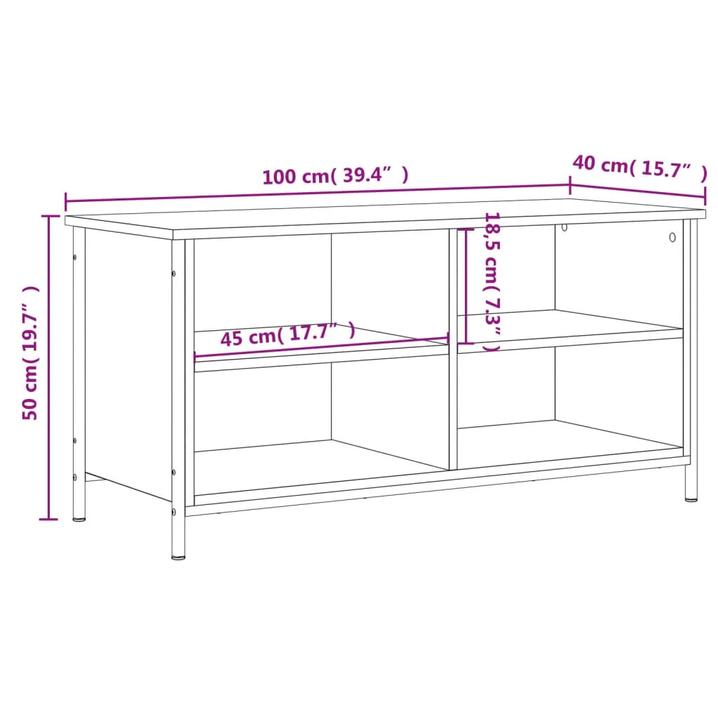 Mobile TV multimediale scaffale TV credenza mobile TV sala da pranzo soggiorno camera da letto rovere affumicato 100 x 40 x 50 cm legno ingegnerizzato marrone 02_0027282