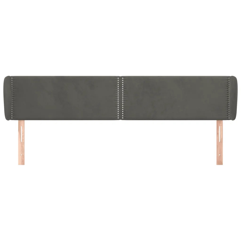 Testiera | Testata ad Orecchio Grigio Scuro 183x23x78/88 cm in Velluto