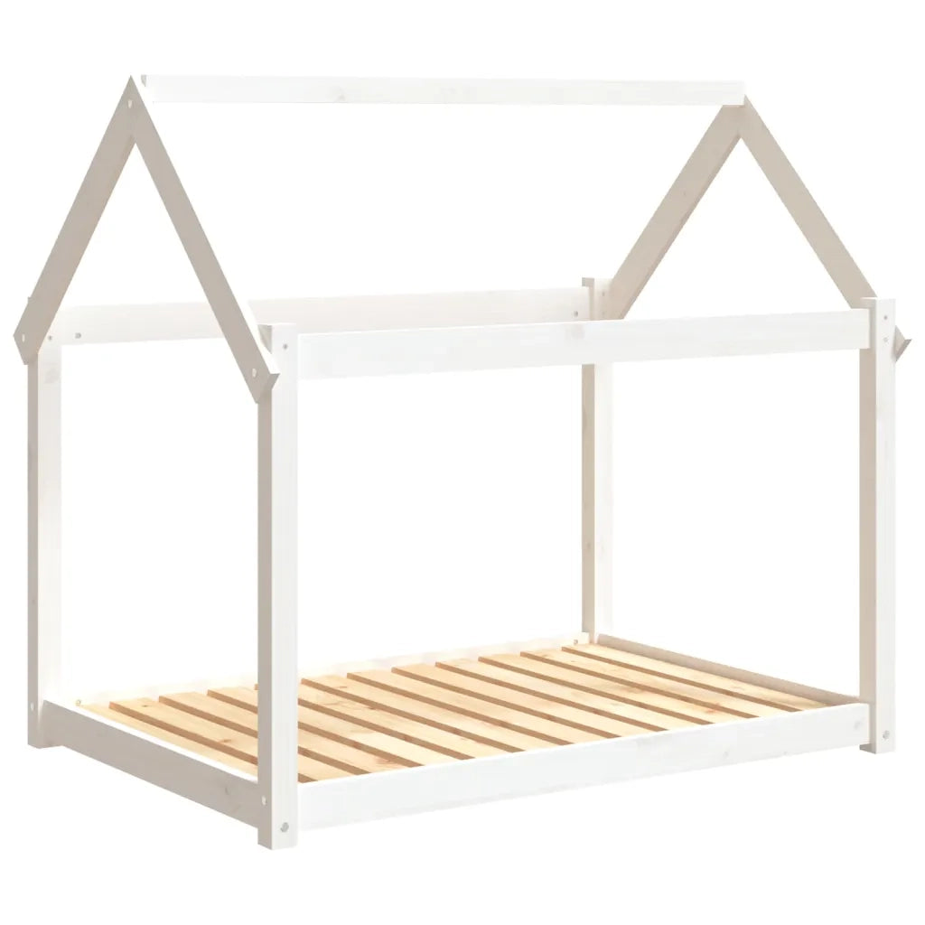 Cuccia per Cani Bianca 111x80x100 cm in Legno Massello di Pino 822218