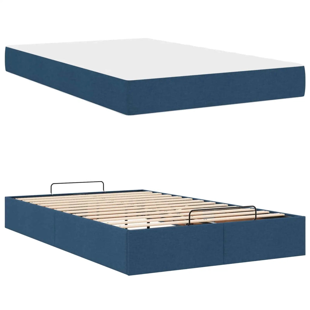 Struttura letto con materasso 2 pcs Blu Tessuto 3399486