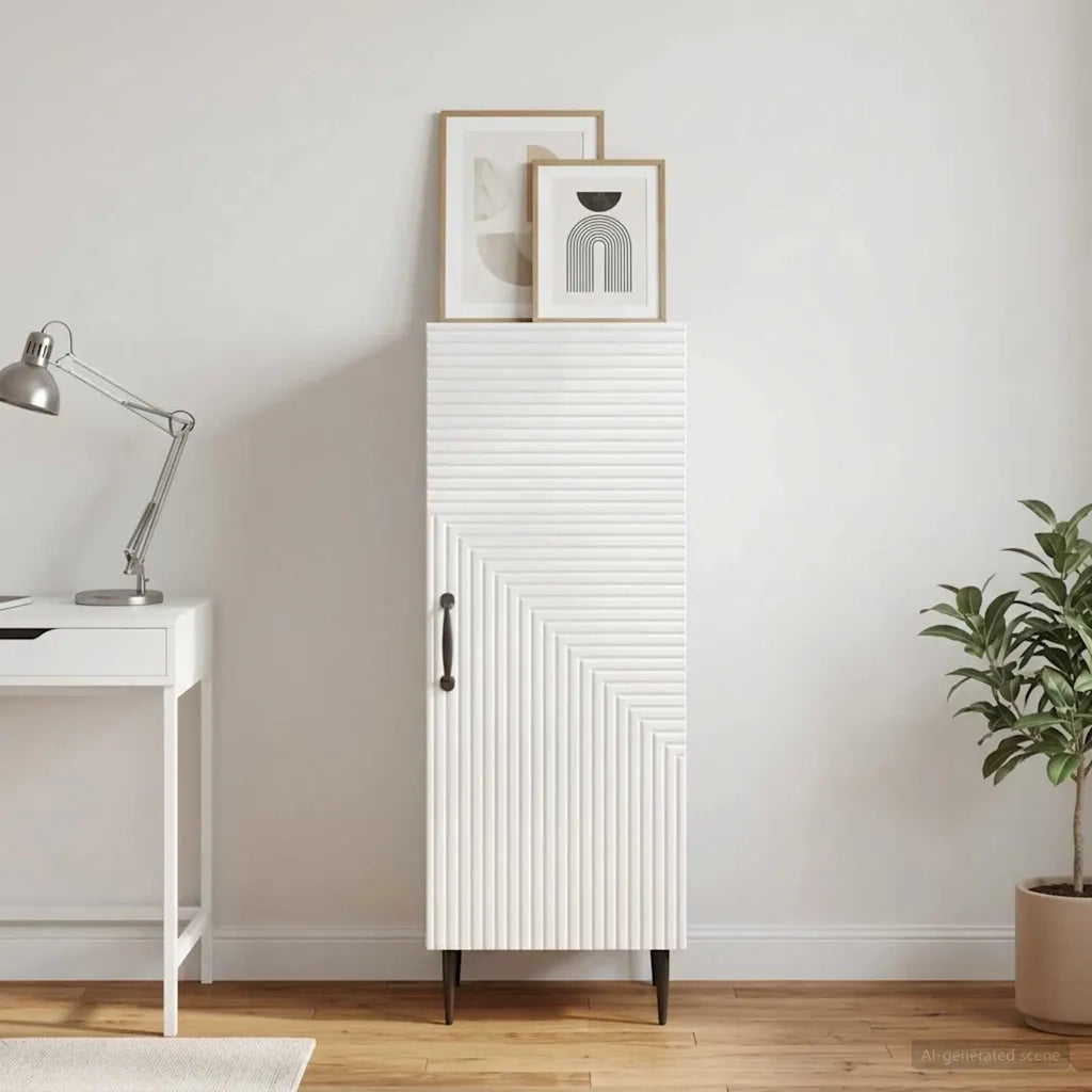 Credenza Bianco Lucido 33 x 34,5 x 89,5 cm Legno ingegnerizzato 894829
