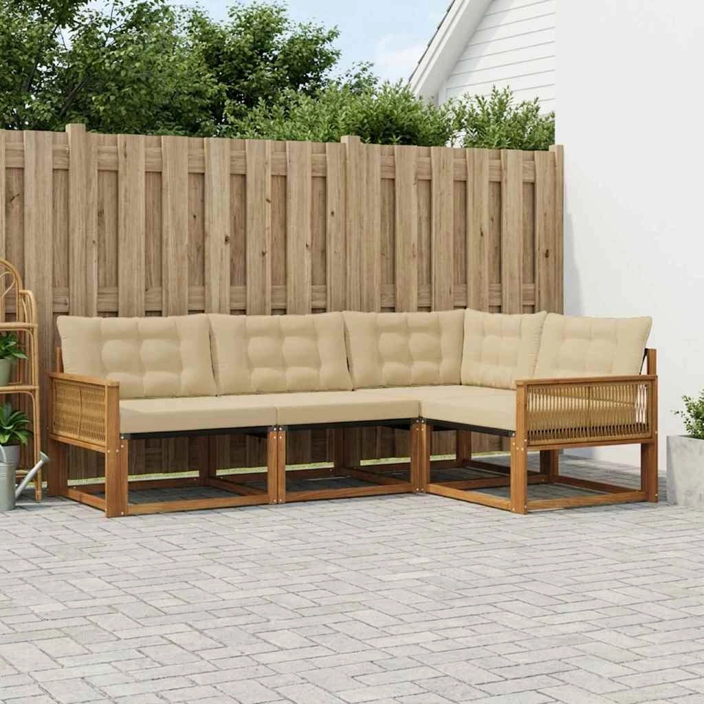 Set di divani da esterno 4 pz Naturale e Beige 3381397