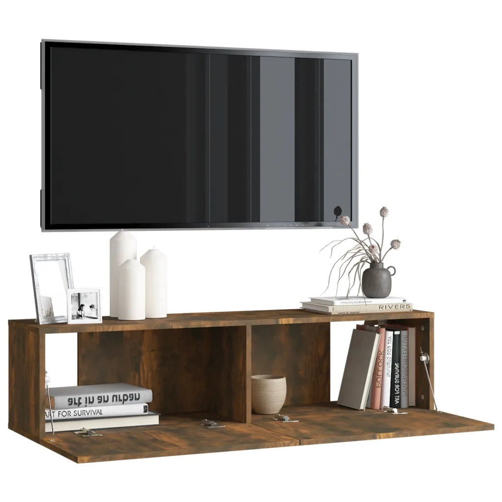 Mobile TV a Parete Rovere Fumo 120x30x30cm Legno Ingegnerizzato 815099