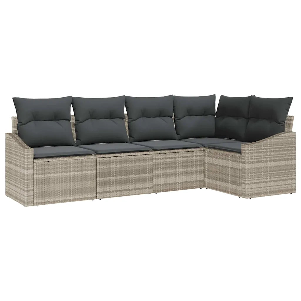 Set Divano da Giardino 5 pcs Grigio chiaro polyrattan 3355391