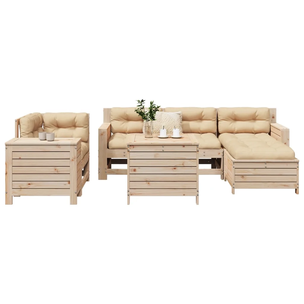 Set Divani da Giardino 7 pz in Legno Massello di Pino 3250508