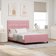 Letto a molle con testiera Rosa 160 x 200 cm Velluto