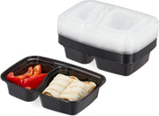 Contenitori per Meal Prep - 10 Stuks Contenitori in Plastica con 2 Cavi - Resistenti a Microonde e Congelatore - 800 ml - Contenitori in Microonde Neri con Coperchio