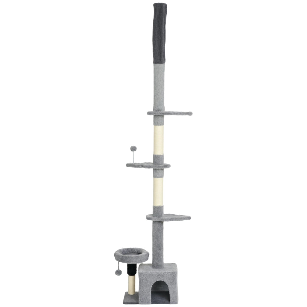 Albero tiragraffi per gatti a piattaforme ¨C zephmum ¨C grigio 225-255 cm