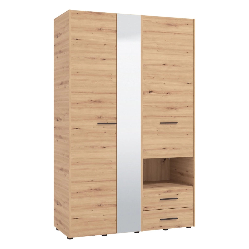 Armadio Camera da Letto Molare, Guardaroba 3 Ante Appendiabiti, 127.5x54 cm Marrone Rovere Nodi