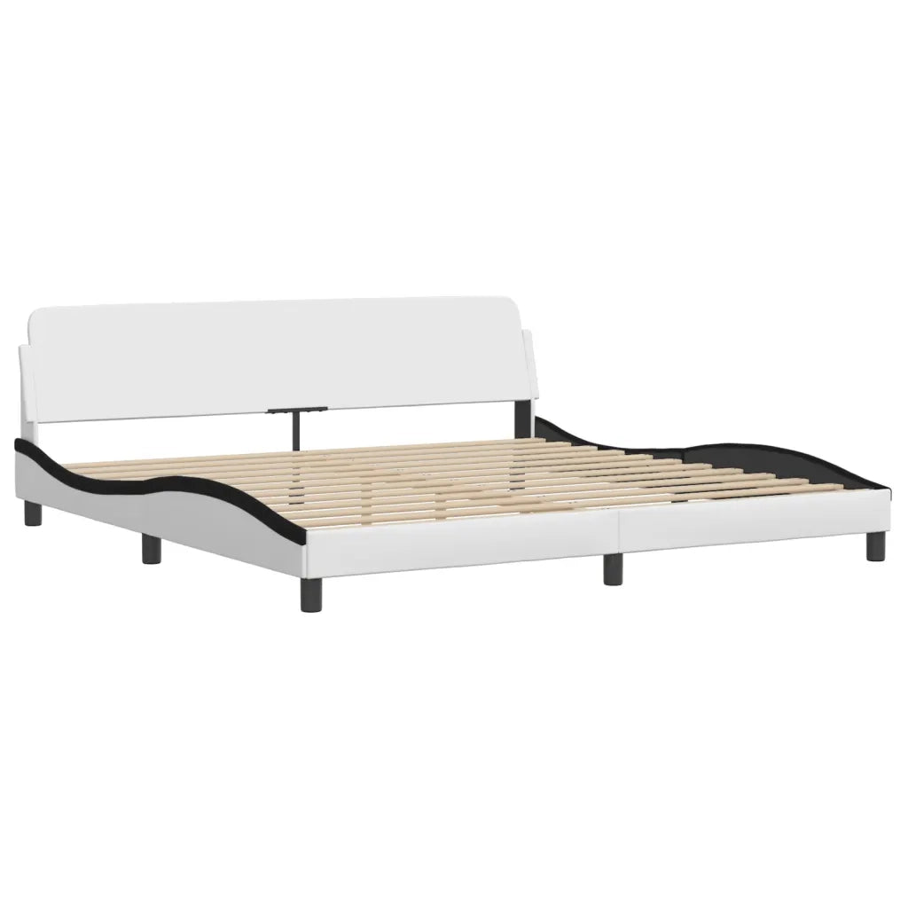 Letto con Materasso Zadar Bianco e Nero 200x200cm in Similpelle 3208893