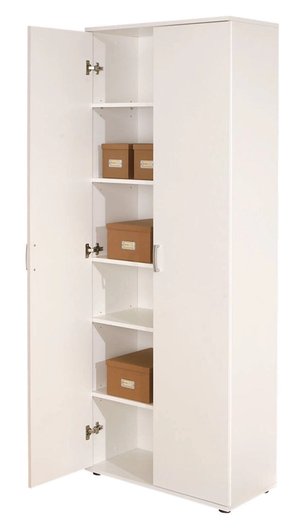 Pazzano, Armadio Multiuso 2 Ante 5 Ripiani, 70x189h cm Bianco
