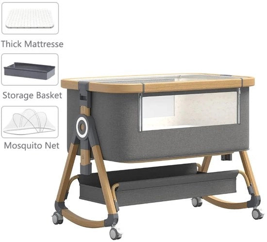 Co-Sleeper 3 in 1 - Altezza Regolabile - Antibatterico - Leggero - 6 Posizioni - Culla Oscillante - Ergonomica - Inclusa Cambiata - 92x55cm - 0-36 Mesi - 0-15kg - Anti-Refluxo