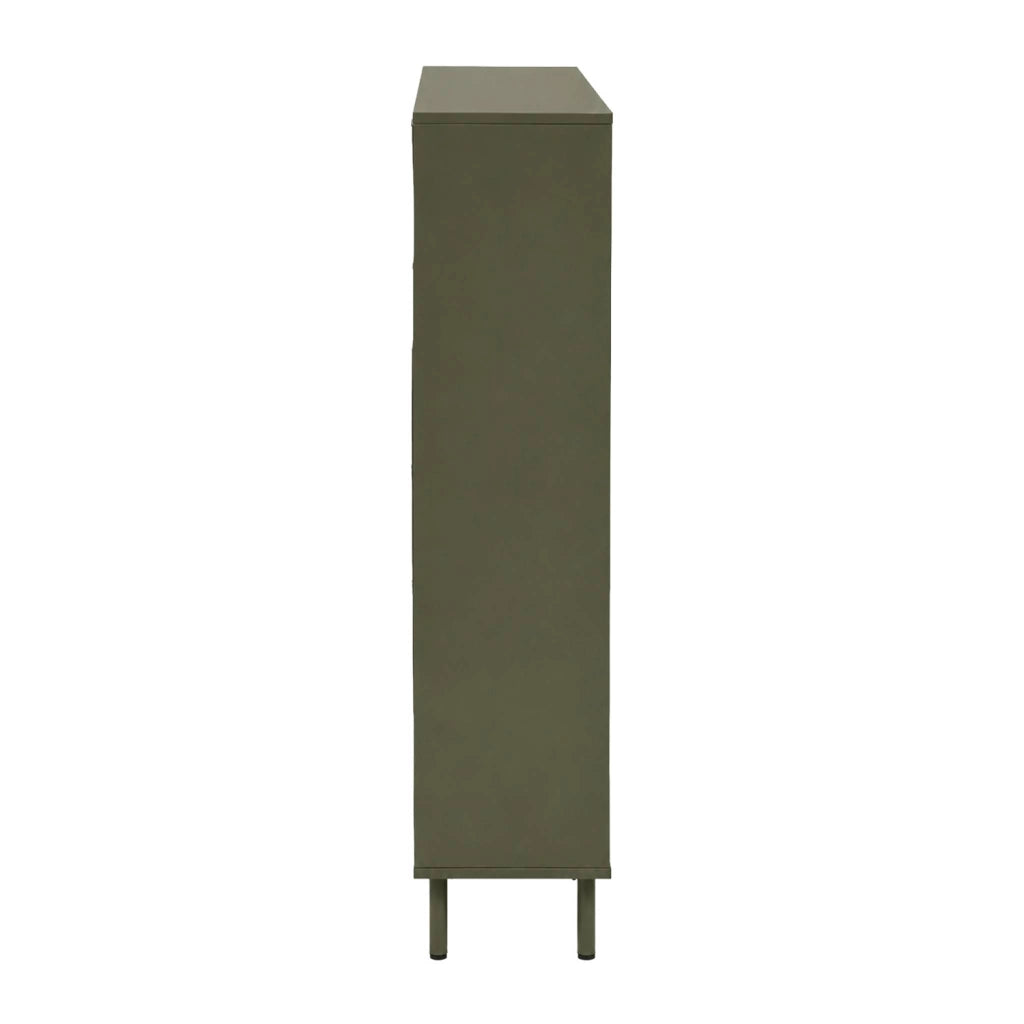Scarpiera in legno e metallo con 3 ante, verde kaki