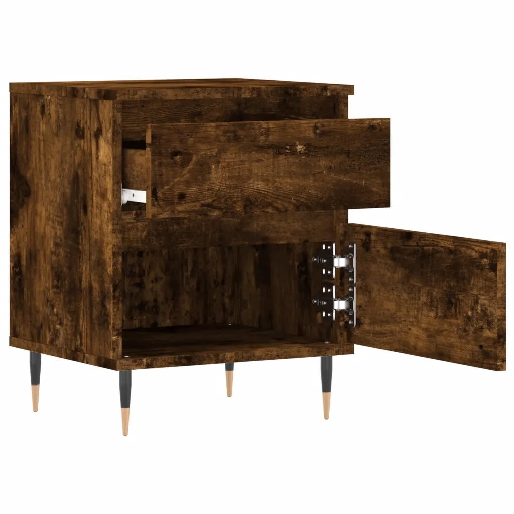 Comodino | Armadio da Notte | Mobiletto da notte Rovere Fumo 40x35x50 cm in Legno Multistrato