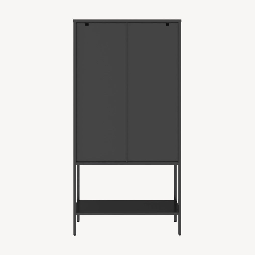 Mobile Vetrina Borshavisa in Acciaio e Vetro Temperato Libreria Credenza 160x80x35 cm Nero [en.casa]