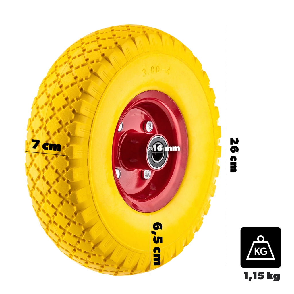 KADAX Kółka do taczek 3.00-4 PU 551031 żółta opona K16352