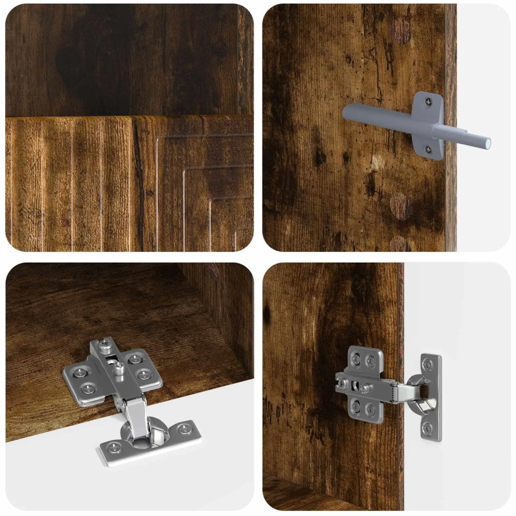 Mobile TV LED a 3 pezzi Rovere Fumo Legno ingegnerizzato 3416683