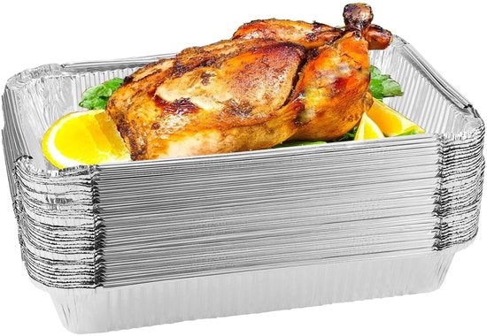 Aluminio Contenitori a Folia 25 Pack - 31 x 20 x 5 cm - 2250 ml - Argento - Adatto per BBQ/Cucina/Frittura - Resistente a Temperatura fino a 500 Fahrenheit - Contenitori a Folia