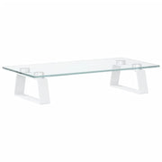 Supporto per monitor mobile da scrivania 40 x 20 x 8 cm vetro temperato e metallo bianco 02_0044859