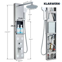 BEN | Pannello doccia soffione doccia a pioggia in acciaio inox | Sistema doccia idromassaggio spazzolata argento Miscelatore doccia rubinetto